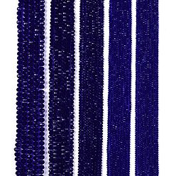 Синий Стеклянные бусины, граненые, рондель, синие, 4 мм, отверстие : 0.9 мм, около 105~110 шт / нитка, 38~39 см