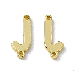 Letter J Rack Plating Brass Connector Charms, Real 18K Gold Plated, Long-Lasting Plated, Cadmium Free & Nickel Free & Lead Free, Letter Links, Letter.J, 13.5x5.5x1.5mm, Hole: 1mm