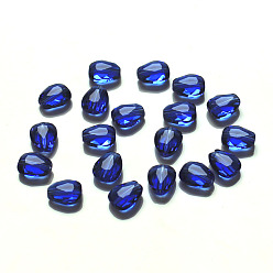 Blue Imitation Austrian Crystal Beads, Grade AAA, Faceted, teardrop, Blue, 8x6x3.5mm, Hole: 0.7~0.9mm
