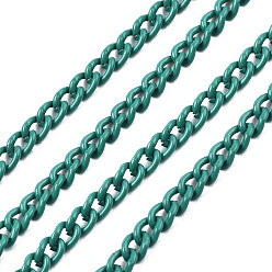 Sea Green Electrophoresis Iron Twisted Chains, Unwelded, with Spool, Bright Color, Oval, Sea Green, 3x2.2x0.6mm