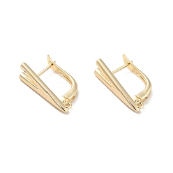 Real 14K Gold Plated V-shaped Rack Plating Brass Hoop Earring Findings with Latch Back Closure, with Horizontal Loop, Long-Lasting Plated, Cadmium Free & Lead Free, Real 14K Gold Plated, 18x10.5x6mm, Hole: 0.9mm, Pin: 0.8mm