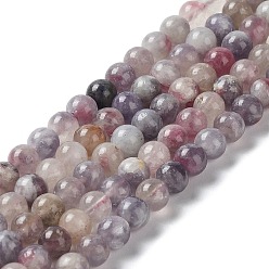 Tourmaline Natural Plum Blossom Tourmaline Beads Strands, Round, 6mm, Hole: 0.9mm, about 67~68pcs/strand, 38.6~39.1cm