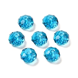 Deep Sky Blue Glass Imitation Austrian Crystal Beads, Faceted, Rondelle, Deep Sky Blue, 8x5~5.5mm, Hole: 1.2~1.5mm