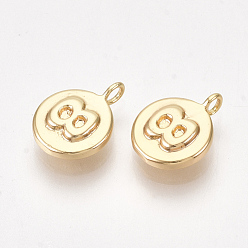 Real 18K Gold Plated Brass Charms, Flat Round with Infinity, Nickel Free, Real 18K Gold Plated, 11x8x2.5mm, Hole: 1.5mm