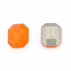 Hyacinth K9 Glass Rhinestone Cabochons, Pointed Back & Back Plated, Faceted, Rectangle Octagon, Hyacinth, 10x8x4mm