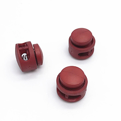 Dark Red Nylon Cord Locks Clip Ends, Double Hole Drawstring Stopper Fastener Buttons, Dark Red, 1.7cm, Hole: 6mm