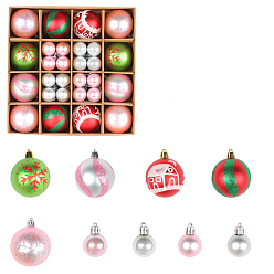 Pearl Pink Plastic Christmas Ball Pendant Decorations, Christmas Tree Hanging Decorations, Pearl Pink, 30~60mm, 44pcs/box