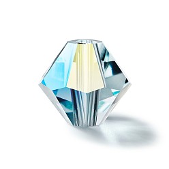 60001 20000 Silver Aquamarine AB 2x Хрустальные бусины preciosa®, чешский хрусталь, биконус(451 69 302 рондель), 60001 20000 серебристый аквамарин ab 2x, 4 мм
