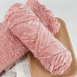 Pink Wool Chenille Yarn, Velvet Hand Knitting Threads, for Baby Sweater Scarf Fabric Needlework Craft, Pink, 3mm, about 87.49 Yards(80m)/Skein