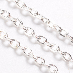 Серебро Железо кабельные сети, несварные, с катушкой, Плоско-овальные, без кадмия и без свинца, серебряный цвет гальваническим, 4x2.7x0.7 мм, около 32.8 футов (10 м) / рулон