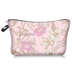 Pink Полиэстер кошелек, с застежкой-молнией, прямоугольник с цветочной косметичкой, розовые, 13.5x22 см