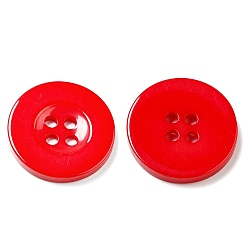 Red Resin Buttons, Dyed, Flat Round, Red, 34x4mm