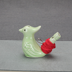 Pale Green Bird Porcelain Whistles, with Polyester Cord, Whistles Toys for Kids Birthday Gift, Pale Green, 70x36x55mm