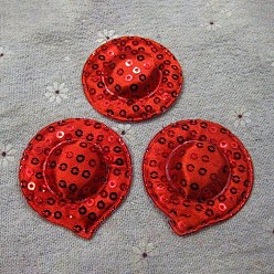 Red Sequin Hat Sew on Fluffy Ornament Accessories, DIY Sewing Craft Decoration, Red, 42x21x10mm