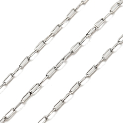 Stainless Steel Color 304 Stainless Steel Chains, Paperclip Chains, Soldered, with Spool, Stainless Steel Color, 2.2x0.7x0.2mm