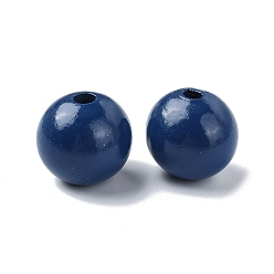 Dark Blue Wood Large Hole European Beads, Round, Dark Blue, 19~20x18mm, Hole: 4.2mm
