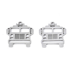 Stainless Steel Color 201 Stainless Steel Pendants, Laser Cut, Truck, Stainless Steel Color, 16.5x16x1mm, Hole: 4mm