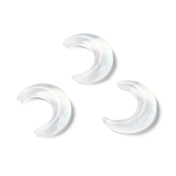 White K9 Glass Cabochons, with Glitter Powder, Moon, White, 11x9x2.5mm