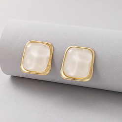 20887 Minimalist Fashion Commuter Earrings with Wave Square Metal Ear Studs
