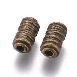 Bronce Antiguo Abalorio de estilo tibetano, Abalorios de aleación, sin plomo y el cadmio, color de bronce antiguo, columna, 6 mm de ancho, 11 mm de largo, agujero: 2.5 mm