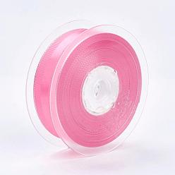 Hot Pink Polyester Grosgrain Ribbon, Silver Wired Edge Ribbon, Hot Pink, 3/8 inch(9mm), about 100yards/roll(91.44m/roll)