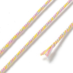 Colorful Polyester Twisted Cord, Round, for DIY Jewelry Making, Colorful, 1.2mm, about 38.28 Yards(35m)/Roll