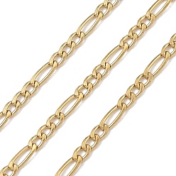 Настоящее золото 14K Ионное напыление (IP) 316 хирургические цепочки Фигаро из нержавеющей стали, пайки, с катушкой, реальный 14 k позолоченный, 5x2x1 мм