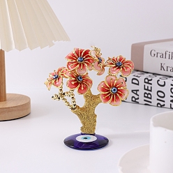 Tomato Evil Eye Tree of Life Resin Figurines, for Home Office Desktop Feng Shui Decoration, Tomato, 60x130mm
