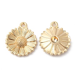 Real 18K Gold Plated Brass Charms, Flower Charm, Real 18K Gold Plated, 14x12x2mm, Hole: 1.2mm