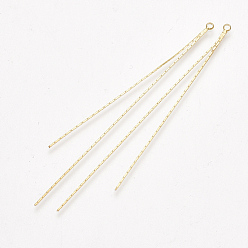 Real 18K Gold Plated Brass Chain Tassel Big Pendants, Real 18K Gold Plated, 77x2x0.5mm, Hole: 1.6mm