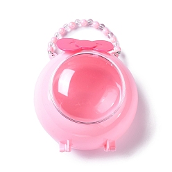Pink Dome Polystyrene Plastic Bead Containers with Beaded Handle, Candy Treat Gift Box, for Wedding Party Packing, Pink, 21cm,  Box: 14.5x13.2x9cm, Compartment: 12.6X2.7cm