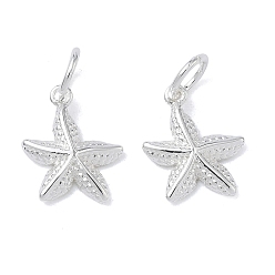 Посеребрённый Латунные подвески, долговечный, без кадмия и без свинца, прелести морская звезда, с целью перехода в кольце, 925 серебро покрытием, 11x8.5x2 мм, отверстие : 2.5 мм