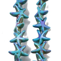 Фиолетовый Синтетические бусины, окрашенные в бирюзовый цвет, эффект впрыска топлива, морская звезда, фиолетовые, 13.5~14x14~15x5 мм, отверстие : 1.5 мм, около 34~36 шт / нитка, 13.39'' (34 см)