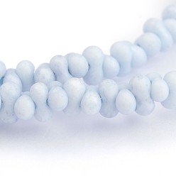 Light Blue Frosted Bone Glass Bead Strands, Light Blue, 4x2mm, Hole: 1mm; about 260pcs/strand, 16.53~16.92 inch(42~43cm)