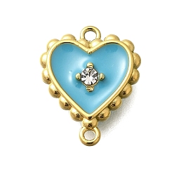 Темно-Голубой 304 подвески-сердечки из нержавеющей стали с эмалью, с кристально горный хрусталь, ионное покрытие (ip), реальный 14 k позолоченный, глубокое синее небо, 12.5x10x3 мм, отверстие : 1 мм
