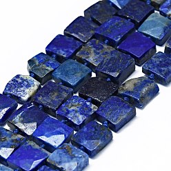 Lapis Lazuli Natural Lapis Lazuli Beads Strands, Faceted, Square, 9.5~12x9~12x5~6mm, Hole: 0.8mm, about 29~34pcs/strand, 15.94~16.54 inch(40.5~42cm)