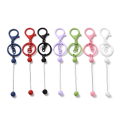 Mixed Color Spray Painted Alloy Bar Beadable Keychain for Jewelry Making DIY Crafts, with Alloy Lobster Clasps and Iron Ring, Mixed Color, 15.5~15.8cm