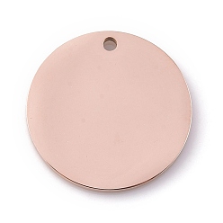 Rose Gold Vacuum Plating 304 Stainless Steel Pendants, Stamping Blank Tag, Laser Cut, Flat Round, Rose Gold, 20x1.5mm, Hole: 1.4mm