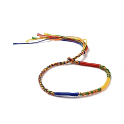 Colorful Polyester Braided String Cord Bracelet, Adjustable Friendship Bracelet for Men Women, Colorful, 12-3/8~12-5/8 inch(31.5~32cm)
