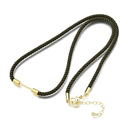 Темно-серый 3мм круглые нейлоновые миланские шнуры для изготовления ожерелий, с латунными выводами и 303 застежками из лобстера из нержавеющей стали, золотые, долговечный, стойки покрытие, темно-серый, 19.53 дюйм (49.6 см)