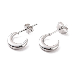 Stainless Steel Color 304 Stainless Steel Crescent Moon Stud Earrings for Women, Stainless Steel Color, 18.5x10x2mm, Pin: 0.8mm