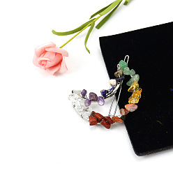 Смешанные камни Заколки для волос из сплава, С камнями, аксессуары для волос для женщин и девочек, луна, 57x45 мм