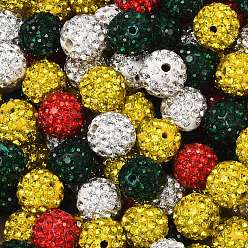 (52) Непрозрачная лаванда Рождественская тематика паве диско-шар бусины, Бусины со стразами, полимерная глина , класс А, круглые, разноцветные, С. 13 (1.9~2 мм), 6 ряды страз, 10 мм, отверстие : 1.5 мм