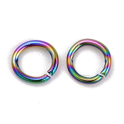Rainbow Color 304 Stainless Steel Open Jump Rings, Rainbow Color, 20 Gauge, 5x0.8mm, Inner Diameter: 3.4mm
