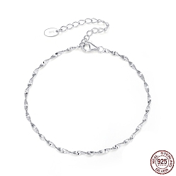 Real Platinum Plated 925 Sterling Silver Singapore Chains Necklaces for Women, with S925 Stamp, Real Platinum Plated, 6.69 inch(17cm)