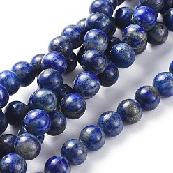Lapis Lazuli Natural Lapis Lazuli Round Beads Strands, 8mm, Hole: 1mm, about 48pcs/strand, 15.5 inch