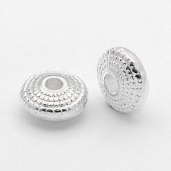 Серебро Тибетском стиле сплав Шарики прокладки, плоско-круглые, без свинца и без кадмия, серебряные, 8x4 мм, отверстие : 1.5 мм