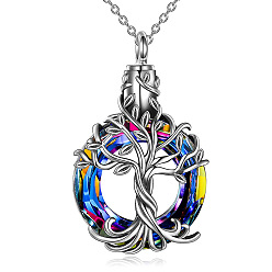 Stainless Steel Color Stainless Steel Pendant Necklaces, Urn Ashes Necklace, Tree of Life, Stainless Steel Color, 21.65 inch(55cm)
