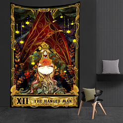 Red Rectangle with Tarot Polyester Decoration Backdrops, Photography Background Banner Decoration for Party Home Decoration, The Hanged Man XII, 95x73mm