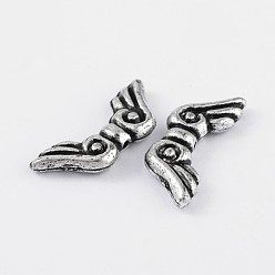 Antique Silver Plated Antique Silver Plated Acrylic Beads, Angel Wing Beads for Jewelry Making and Crafting, about 21mm long, 9mm wide, 3mm thick, hole: 1mm, about 1992pcs/500g